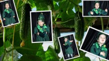 костюм огурчика для мальчика фото на фоне растущих огурчиков