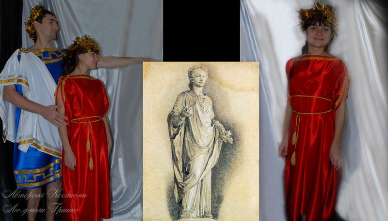 фото коллаж костюм богини артемиды и костюм цезаря